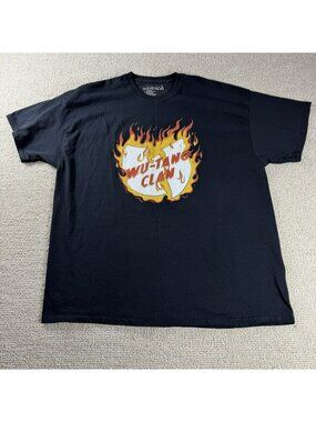 Wu-Tang Clan Flames Hip Hop Short Sleeve T-Shirt Black Men’s Size XXL